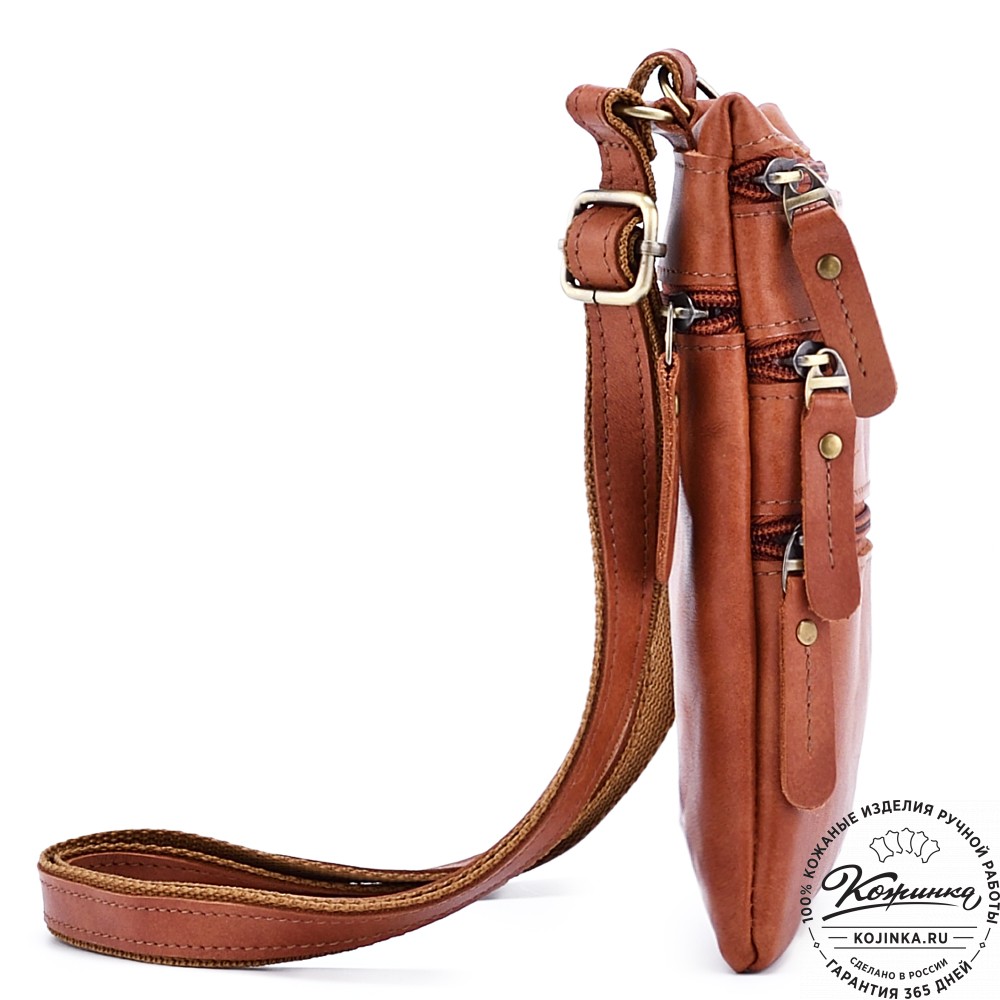 Кожаная сумка "Аллен макси" (рыжая гладкая кожа)